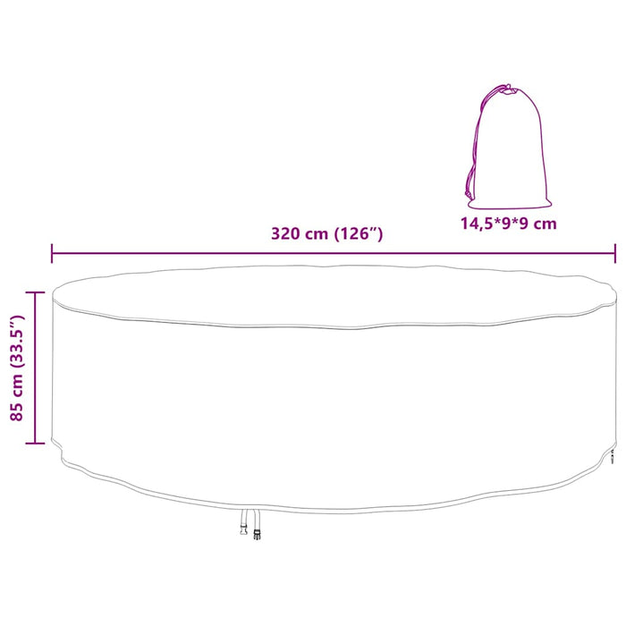 vidaXL Copertura per mobili da esterno 320 x 320 x 85 cm Tessuto 600D