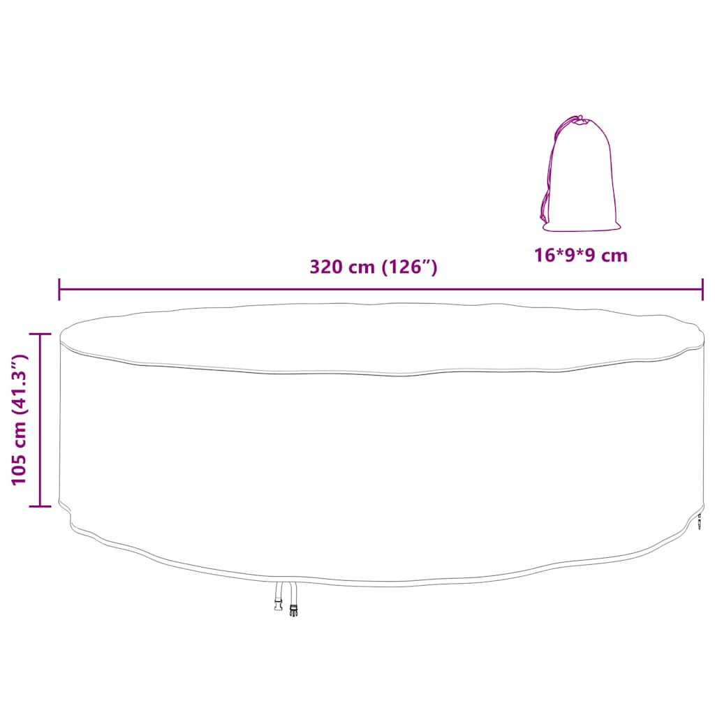 vidaXL Copertura per mobili da esterno 320 x 320 x 105 cm Tessuto 210D