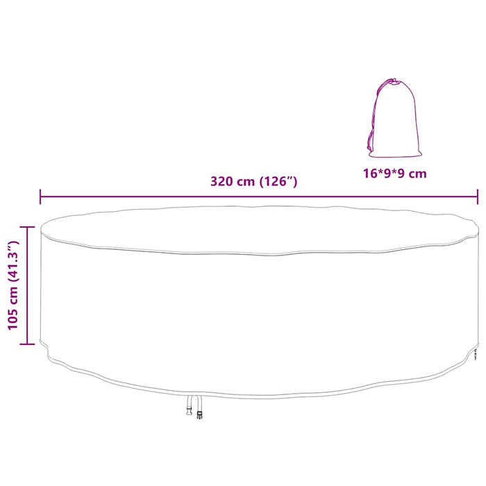 vidaXL Copertura per mobili da esterno 320 x 320 x 105 cm Tessuto 210D