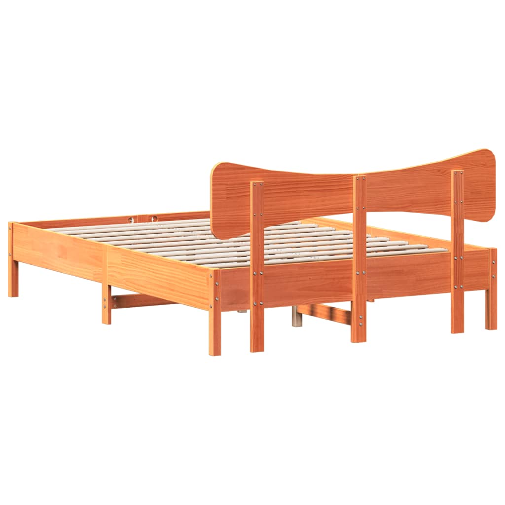 vidaXL Giroletto senza Materasso Marrone Cera 135x190 cm Legno di Pino