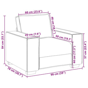 vidaXL Poltrona Divano Rosso Vino 60 cm Tessuto