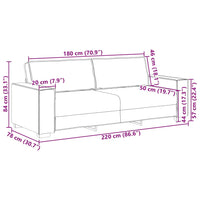 Divano a 3 posti Grigio Chiaro 180 cm Tessuto 4104990