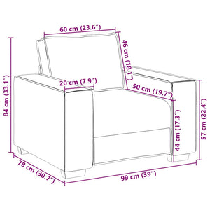vidaXL Divano Sedia Blu 60 cm Velluto