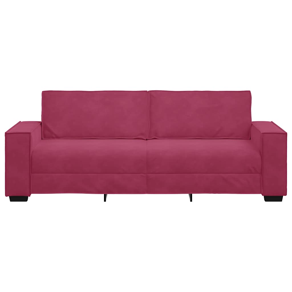 Divano a 3 Posti Rosso Vino 180 cm in Velluto 4105034