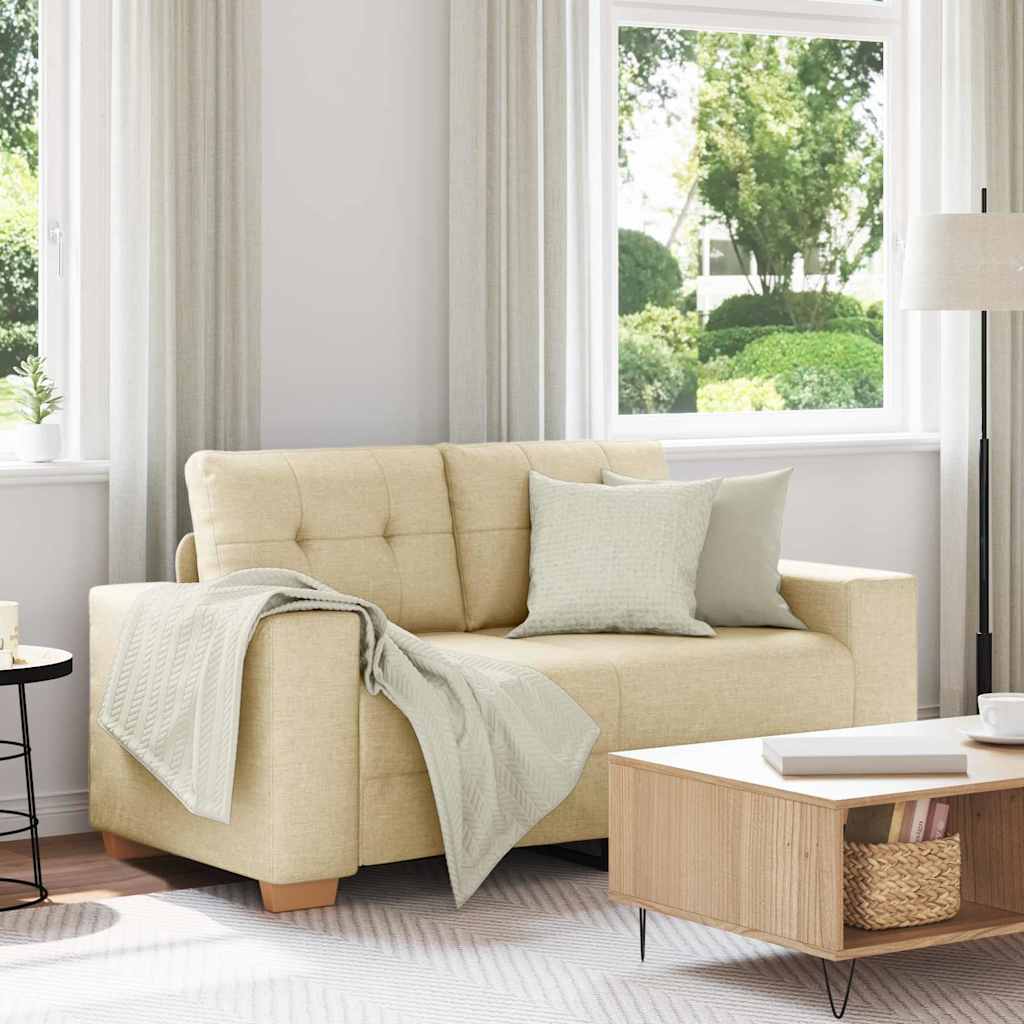 vidaXL Divano Divanetto Crema 120 cm in Tessuto