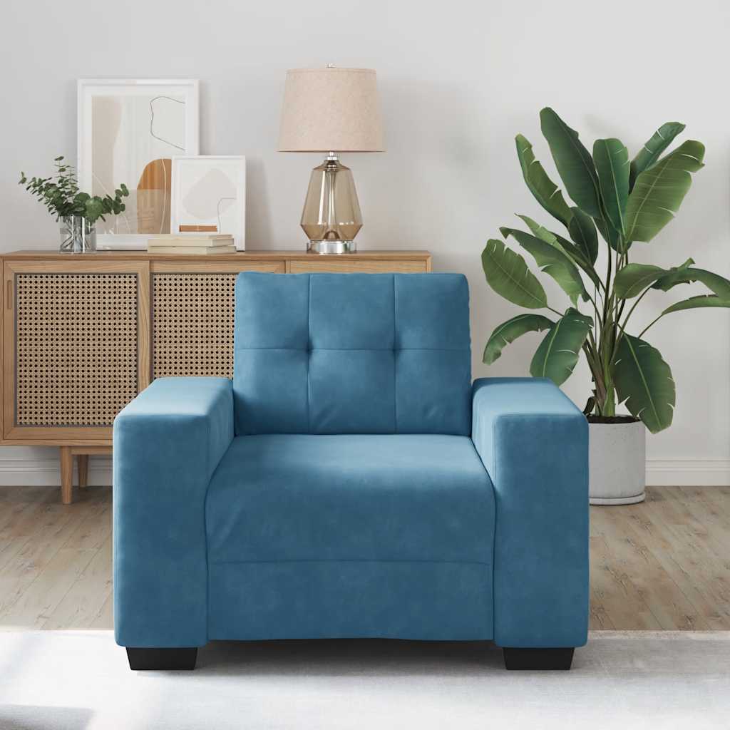 vidaXL Divano Sedia Blu 60 cm Velluto