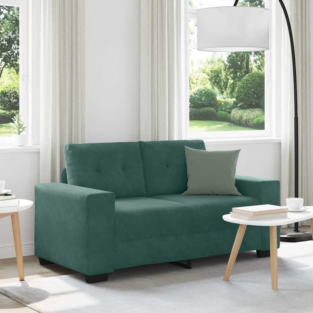 Divano a due posti con cuscino-Sofa 2 Posti Verde scuro Velluto