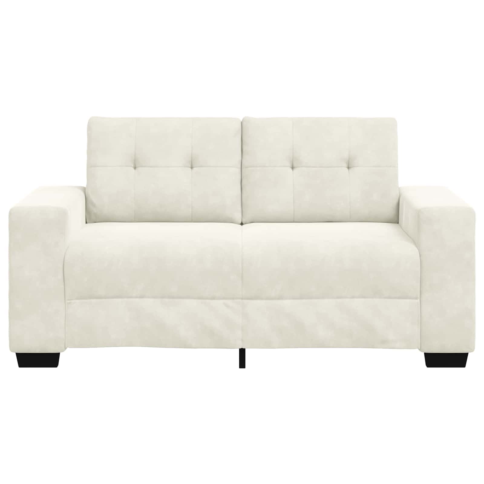 Divano a due posti con cuscino-Sofa 2 Posti Crema Velluto