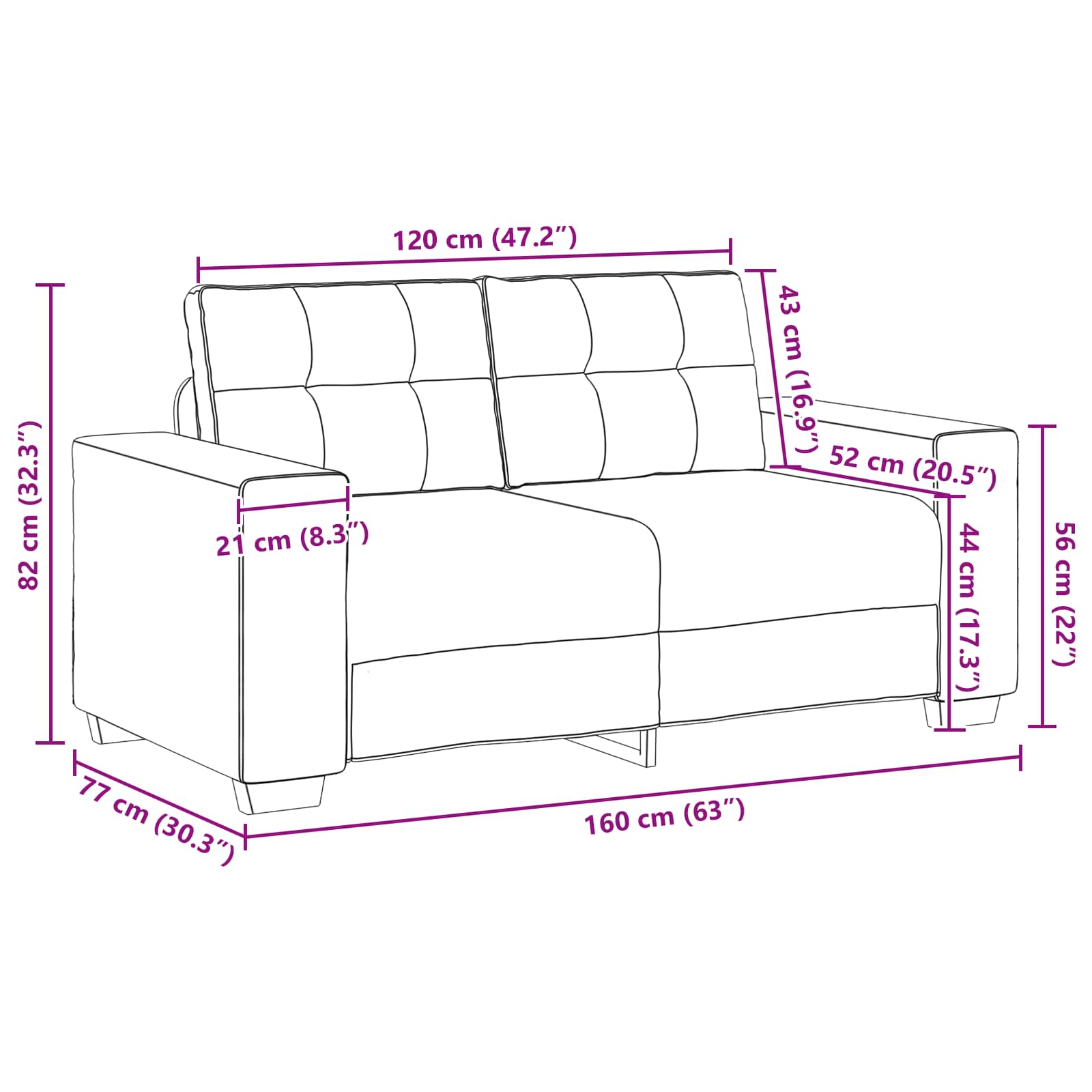 Divano a due posti con cuscino-Sofa 2 Posti Blu Velluto