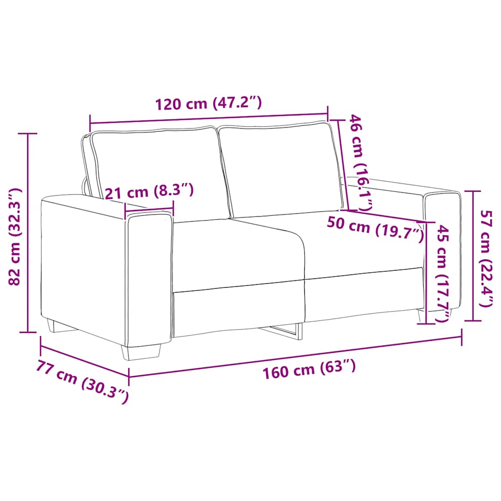 Divano a 2 Posti-Sofa 2 Posti Tortora 120 cm in Tessuto 696384