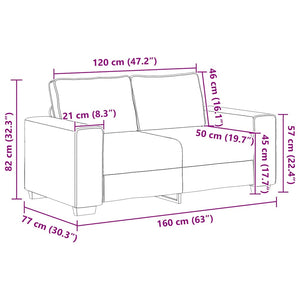 Divano a 2 Posti-Sofa 2 Posti Tortora 120 cm in Tessuto 696384