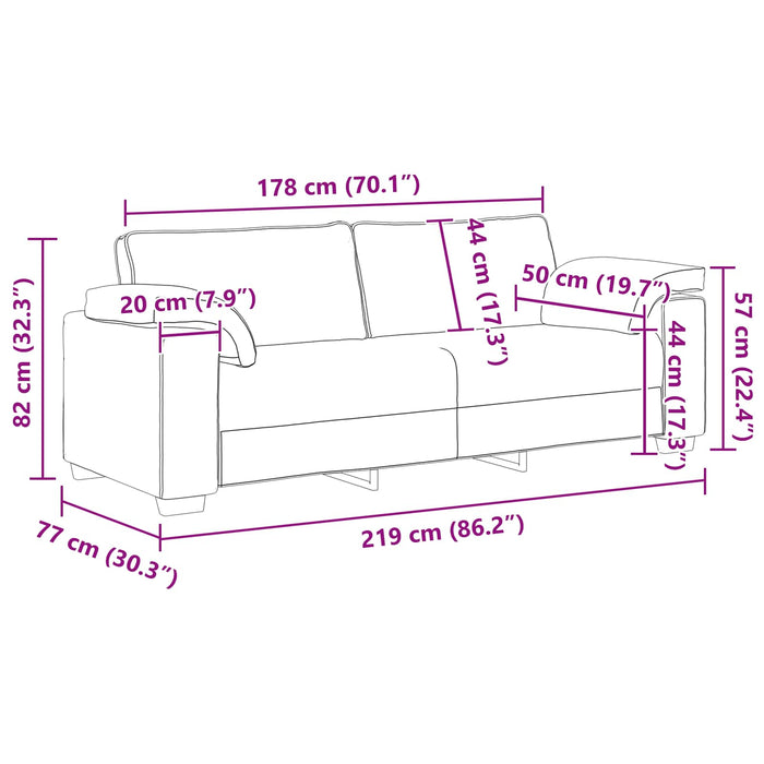 Divano Nero 219 x 77 x 82 cm Tessuto 4105239