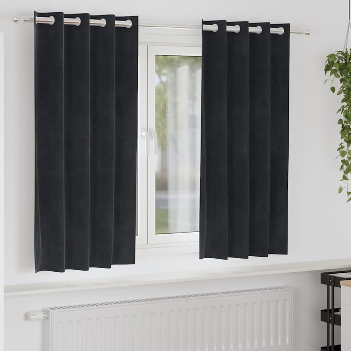 Tende con tende 2 pcs Nero 140 x 175 cm Velluto 4107164