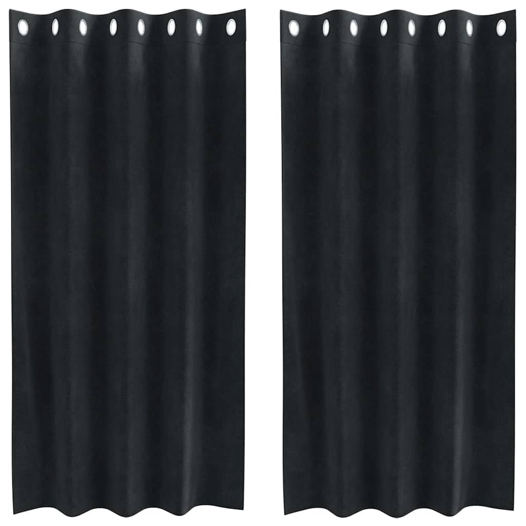 Tende con tende 2 pcs Nero 140 x 175 cm Velluto 4107164