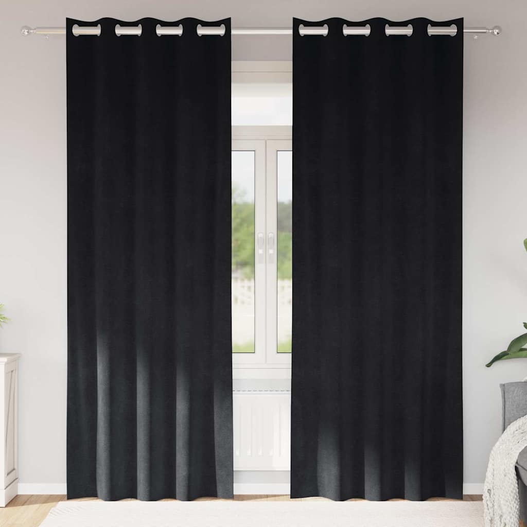 Tende con tende 2 pcs Nero 140 x 260 cm Velluto 4107167