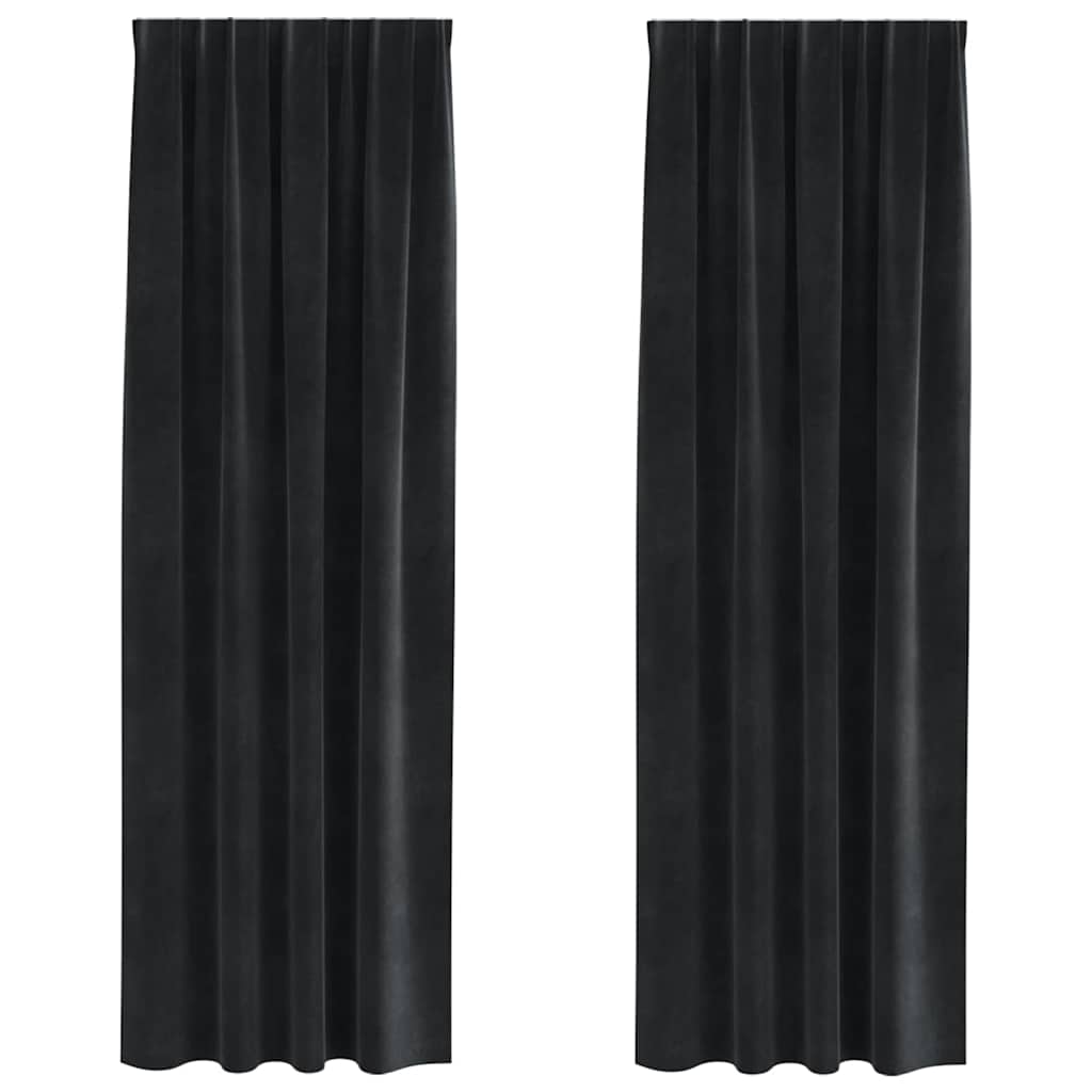 Tende con tende 2 pcs Nero 140 x 225 cm Velluto 4107170