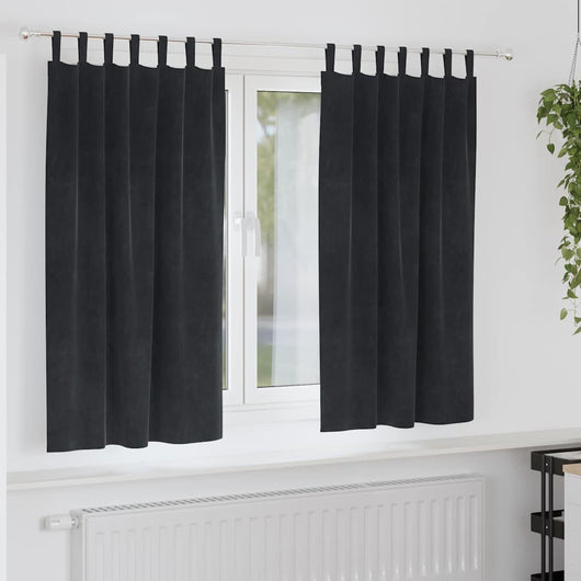 Tende con tende 2 pcs Nero 140 x 175 cm Velluto 4107174