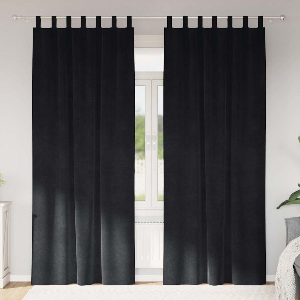 Tende con tende 2 pcs Nero 140 x 225 cm Velluto 4107175