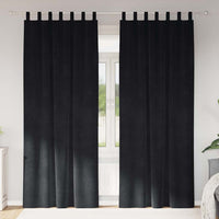Tende con tende 2 pcs Nero 140 x 225 cm Velluto 4107175