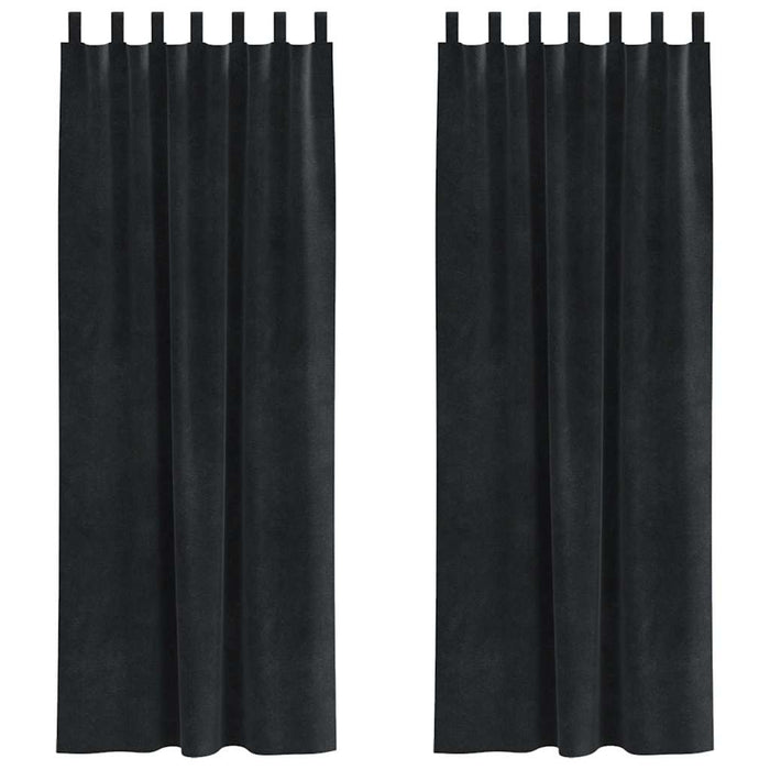 Tende con tende 2 pcs Nero 140 x 225 cm Velluto 4107175