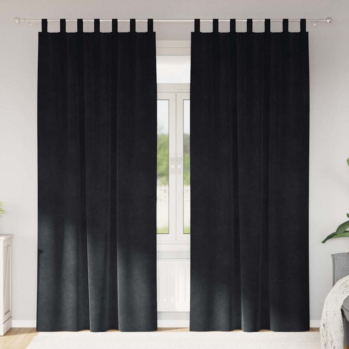 Tende con tende 2 pcs Nero 140 x 245 cm Velluto 4107176