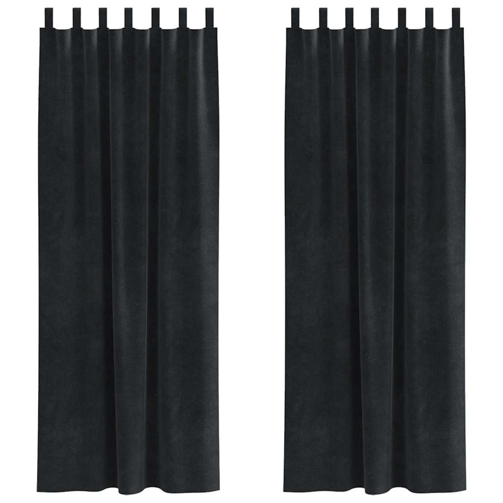 Tende con tende 2 pcs Nero 140 x 245 cm Velluto 4107176