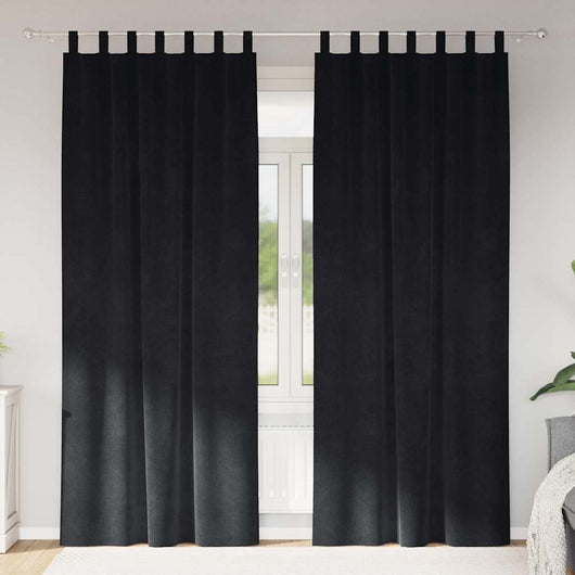 Tende con tende 2 pcs Nero 140 x 260 cm Velluto 4107177