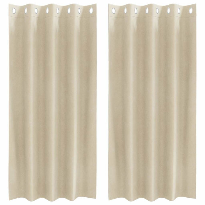 Tende con tende 2 pcs Crema 140 x 175 cm Velluto 4107179