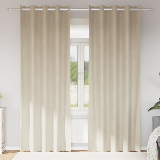 Tende con tende 2 pcs Crema 140 x 225 cm Velluto 4107180