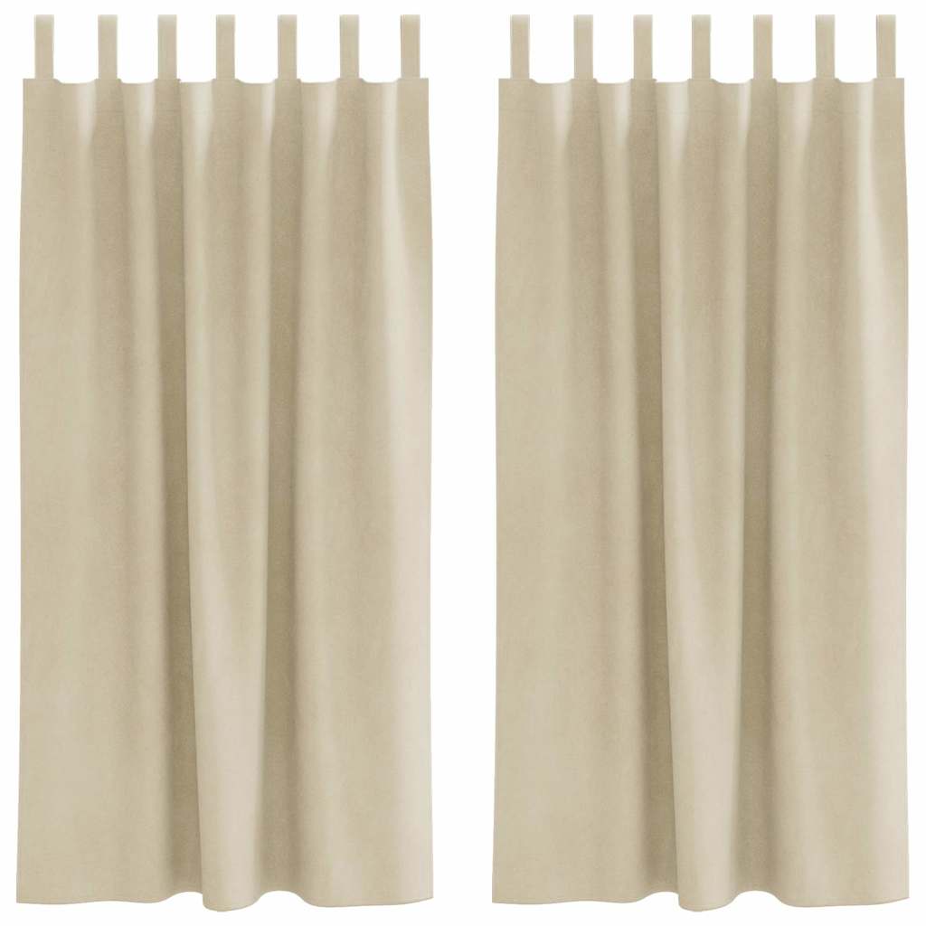 Tende con tende 2 pcs Crema 140 x 175 cm Velluto 4107189