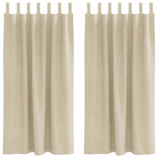 Tende con tende 2 pcs Crema 140 x 175 cm Velluto 4107189