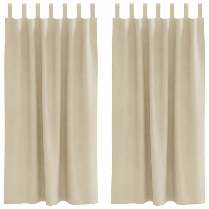 Tende con tende 2 pcs Crema 140 x 175 cm Velluto 4107189