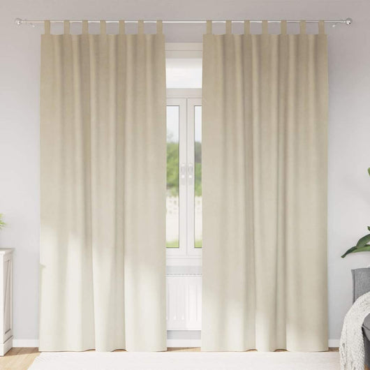 Tende con tende 2 pcs Crema 140 x 225 cm Velluto 4107190
