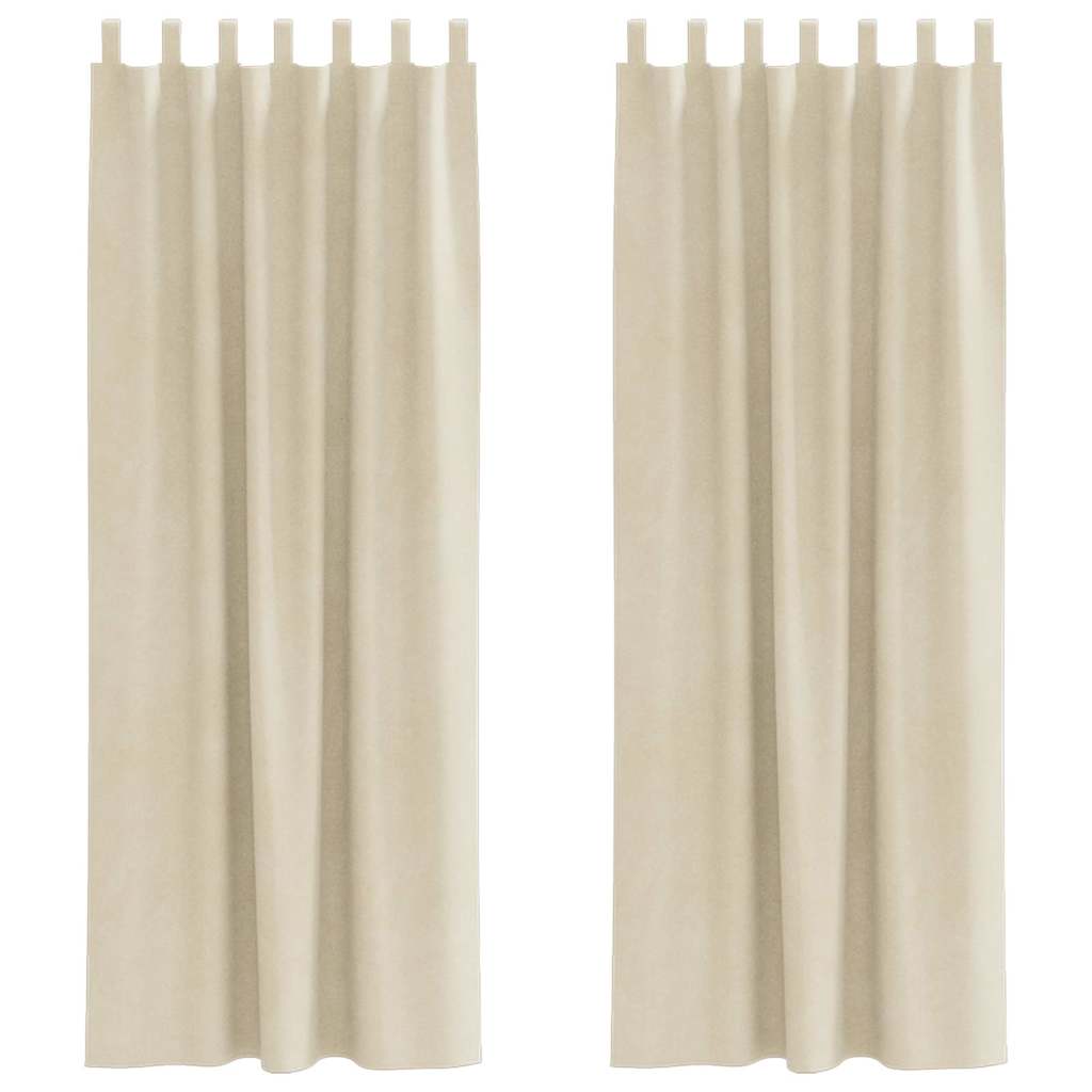Tende con tende 2 pcs Crema 140 x 225 cm Velluto 4107190