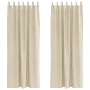 Tende con tende 2 pcs Crema 140 x 245 cm Velluto 4107191
