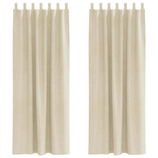 Tende con tende 2 pcs Crema 140 x 260 cm Velluto 4107192