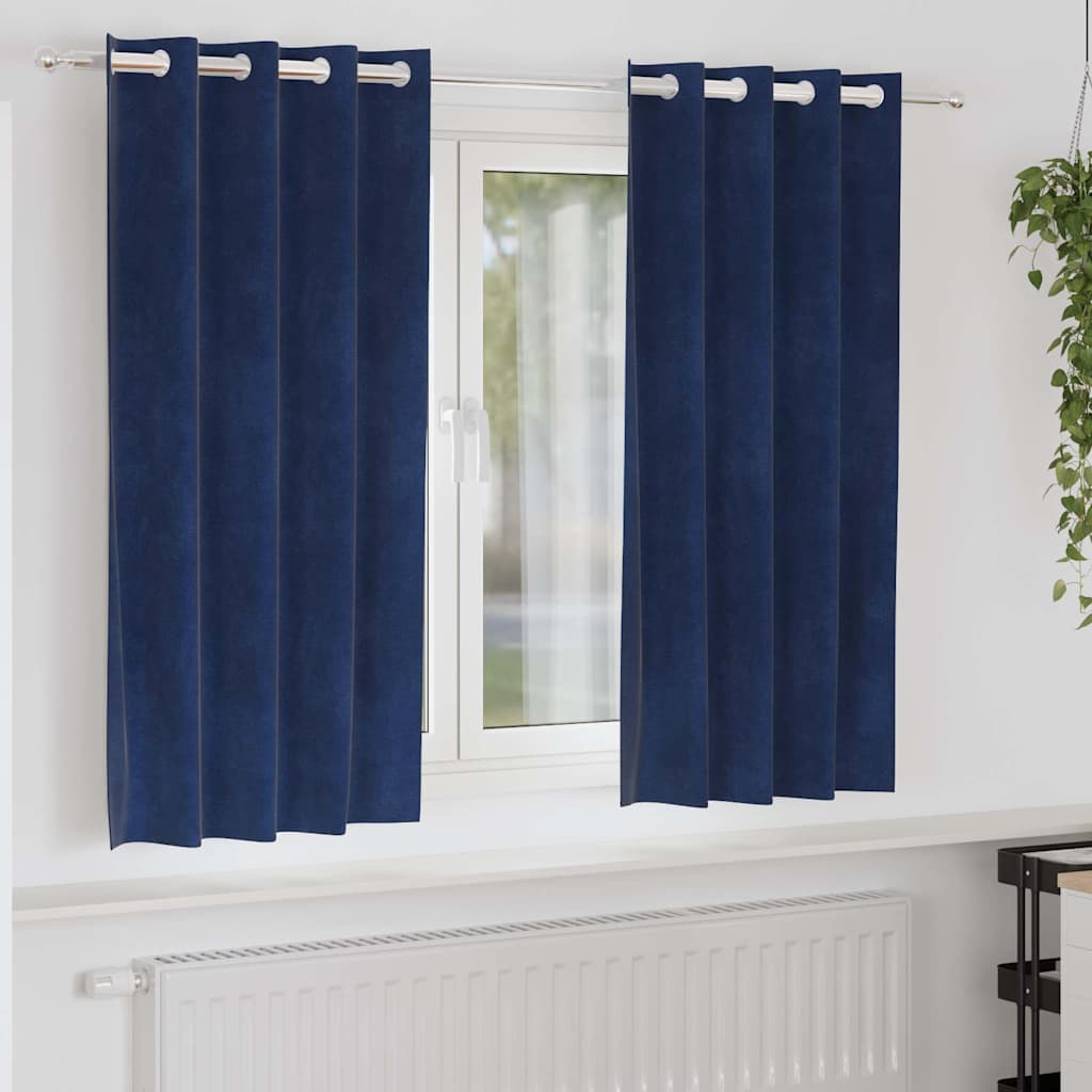 Tende con tende 2 pcs Blu scuro 140 x 175 cm Velluto 4107194