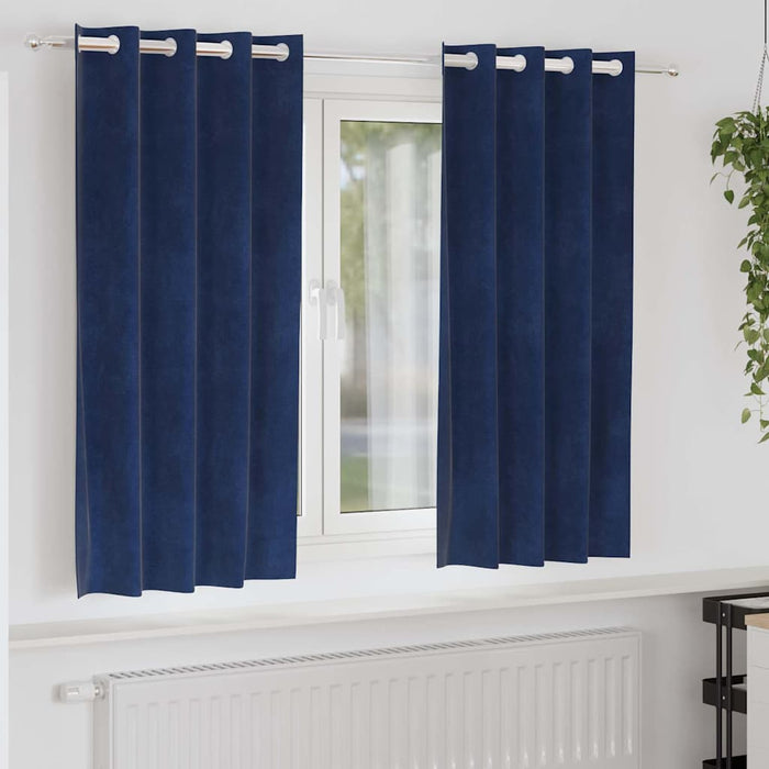 Tende con tende 2 pcs Blu scuro 140 x 175 cm Velluto 4107194
