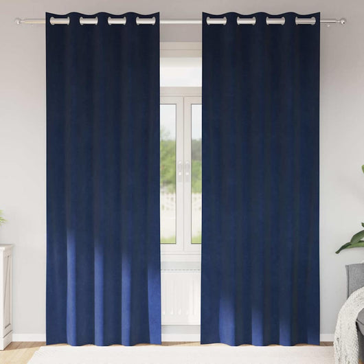 Tende con tende 2 pcs Blu scuro 140 x 245 cm Velluto 4107196