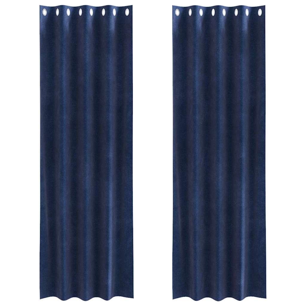 Tende con tende 2 pcs Blu scuro 140 x 260 cm Velluto 4107197
