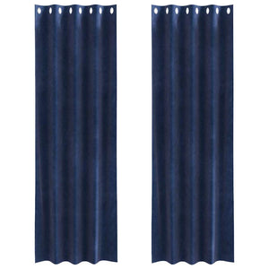 Tende con tende 2 pcs Blu scuro 140 x 260 cm Velluto 4107197