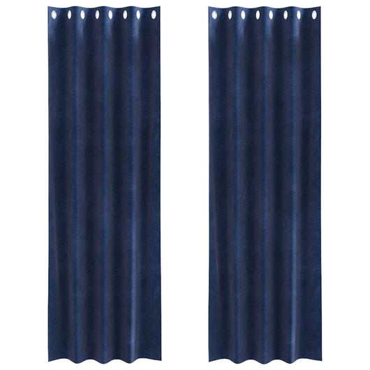 Tende con tende 2 pcs Blu scuro 140 x 260 cm Velluto 4107197