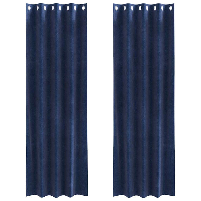 Tende con tende 2 pcs Blu scuro 140 x 260 cm Velluto 4107197