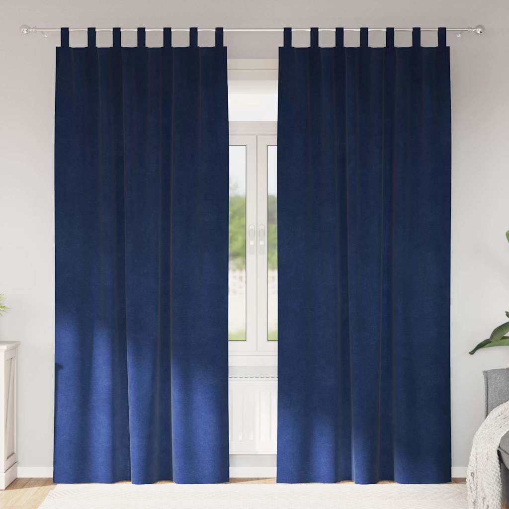 Tende con tende 2 pcs Blu scuro 140 x 225 cm Velluto 4107205