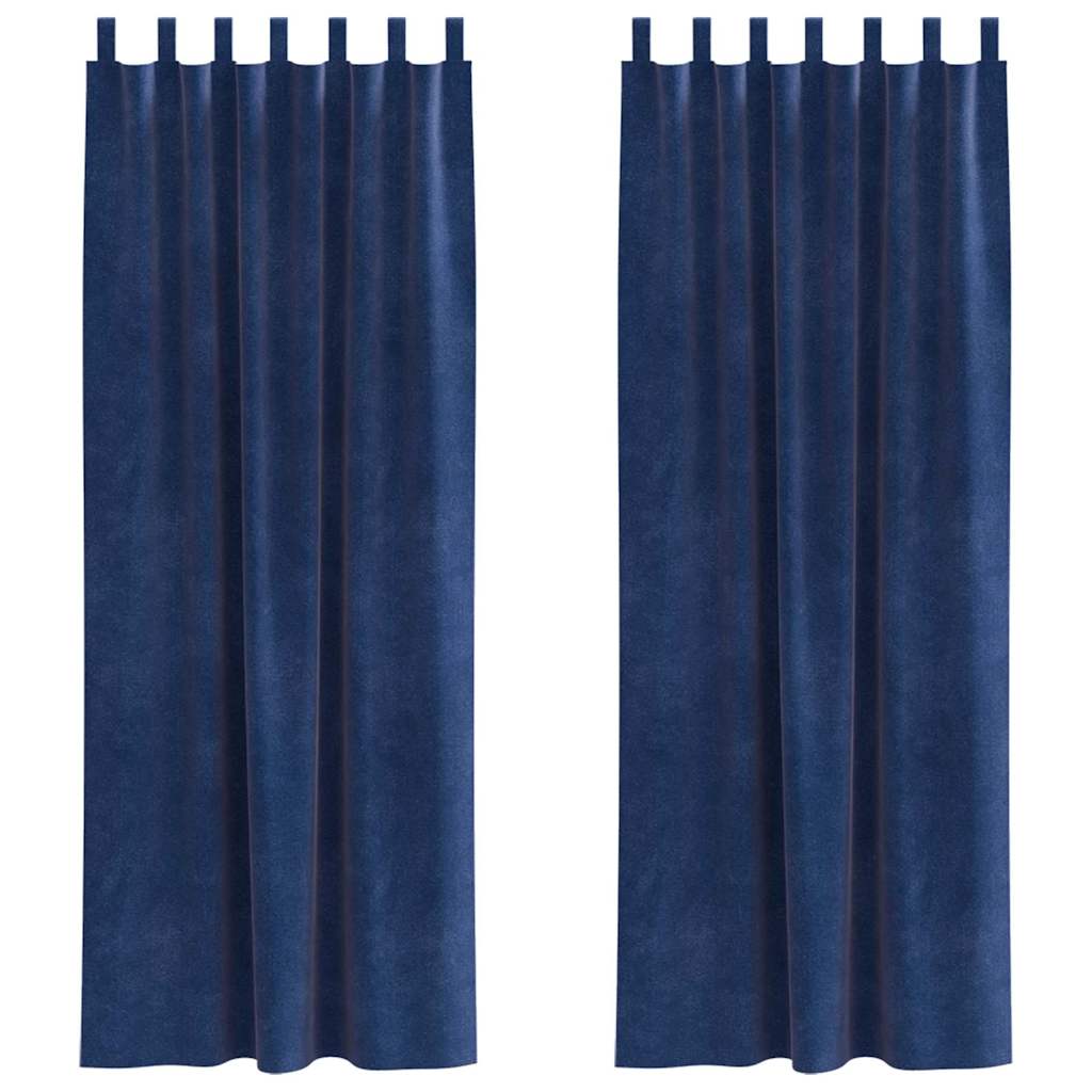 Tende con tende 2 pcs Blu scuro 140 x 225 cm Velluto 4107205