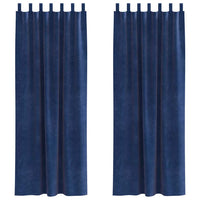 Tende con tende 2 pcs Blu scuro 140 x 225 cm Velluto 4107205