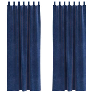Tende con tende 2 pcs Blu scuro 140 x 225 cm Velluto 4107205