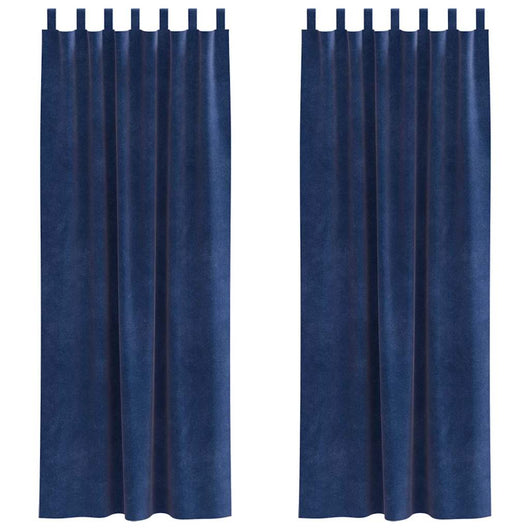 Tende con tende 2 pcs Blu scuro 140 x 225 cm Velluto 4107205