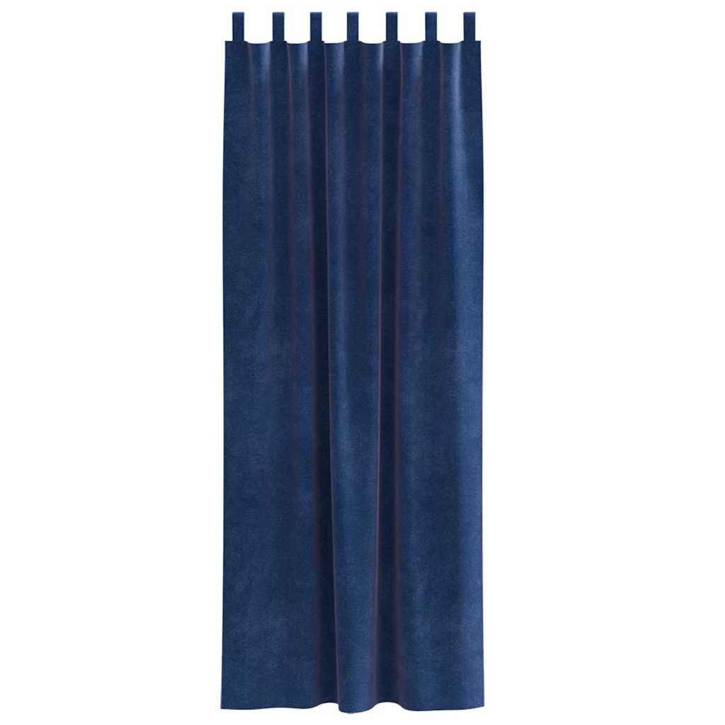 Tende con tende 2 pcs Blu scuro 140 x 225 cm Velluto 4107205