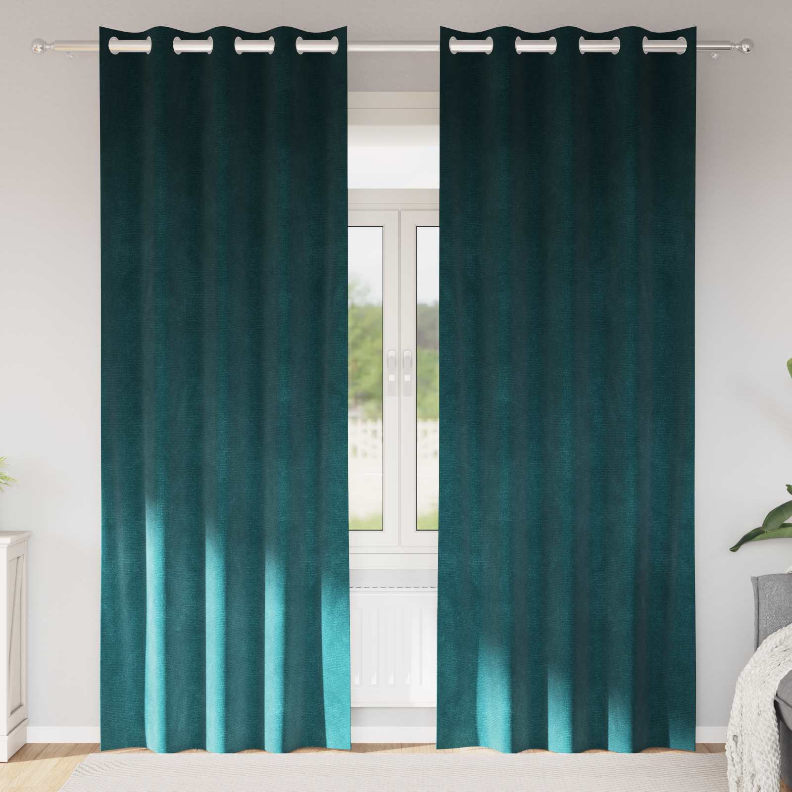 Tende oscuranti 2 pcs Verde Scuro 140 x 245 cm Velluto 4107211